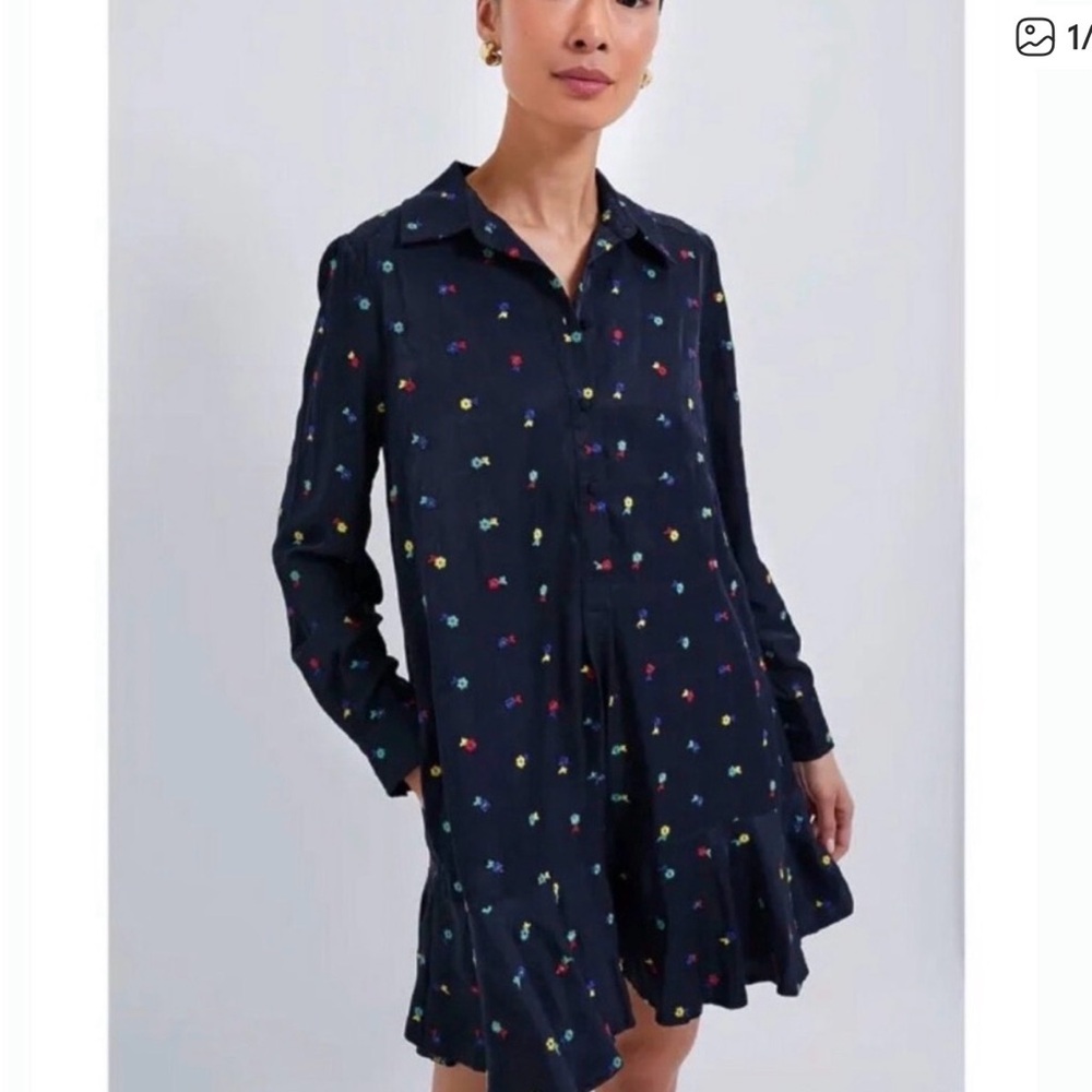 Tuckernuck Callahan Shirt Dress Navy with Flowers
